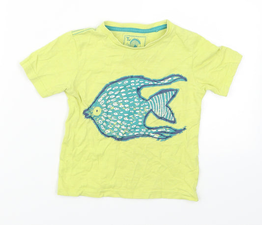 Front view of TU boys’ green basic t-shirt, size 18-24, months - fish