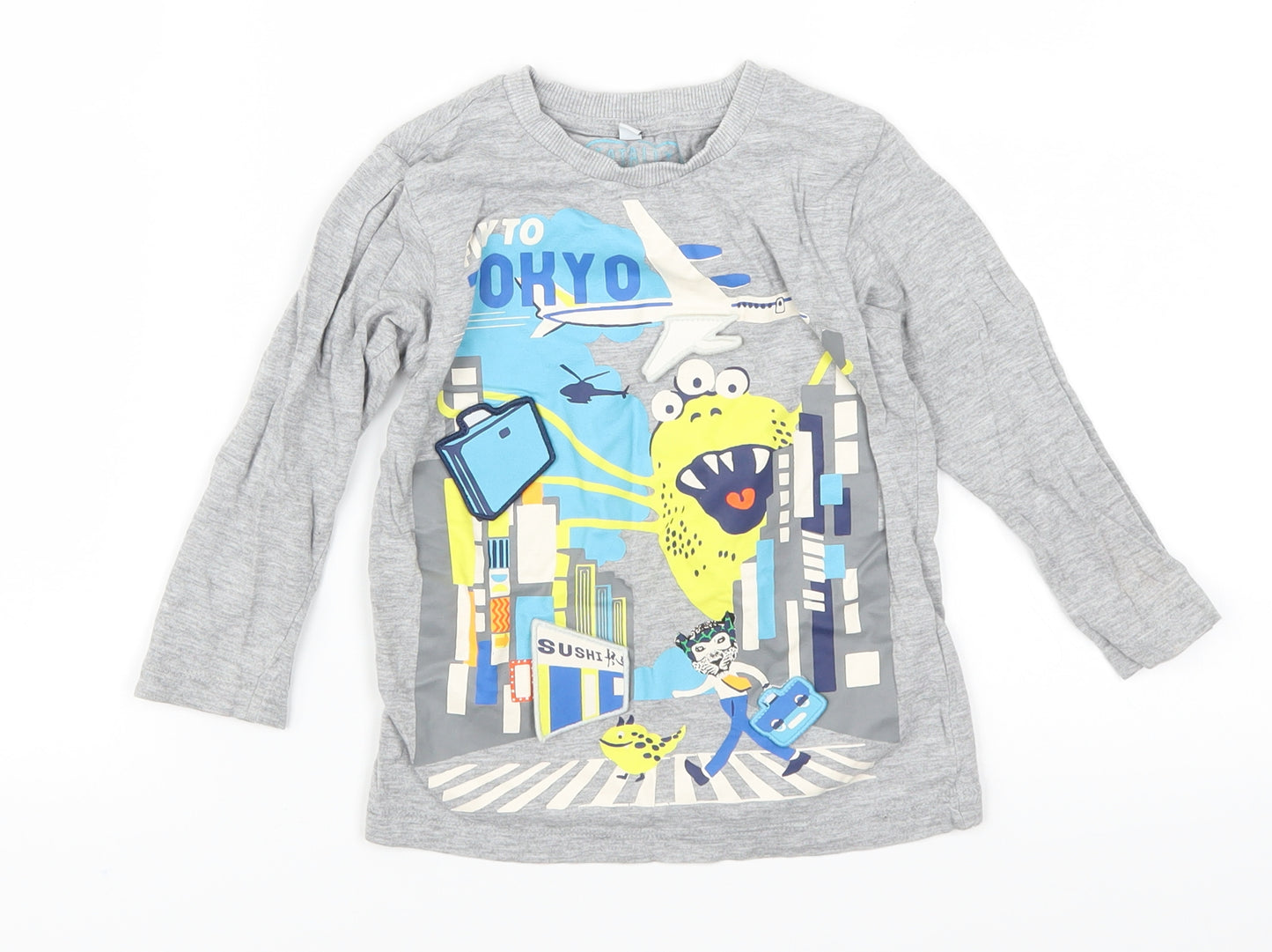 Marks and Spencer Boys Grey   Basic T-Shirt Size 18-24 Months  - Fly to Tokyo