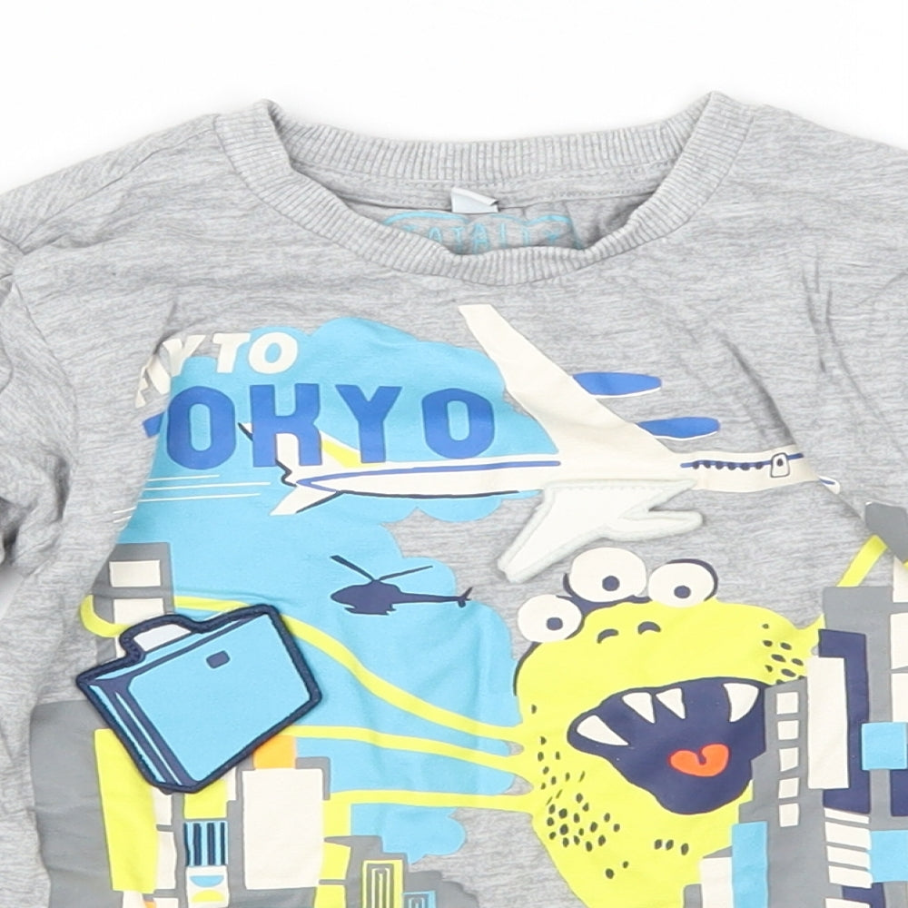 Marks and Spencer Boys Grey   Basic T-Shirt Size 18-24 Months  - Fly to Tokyo