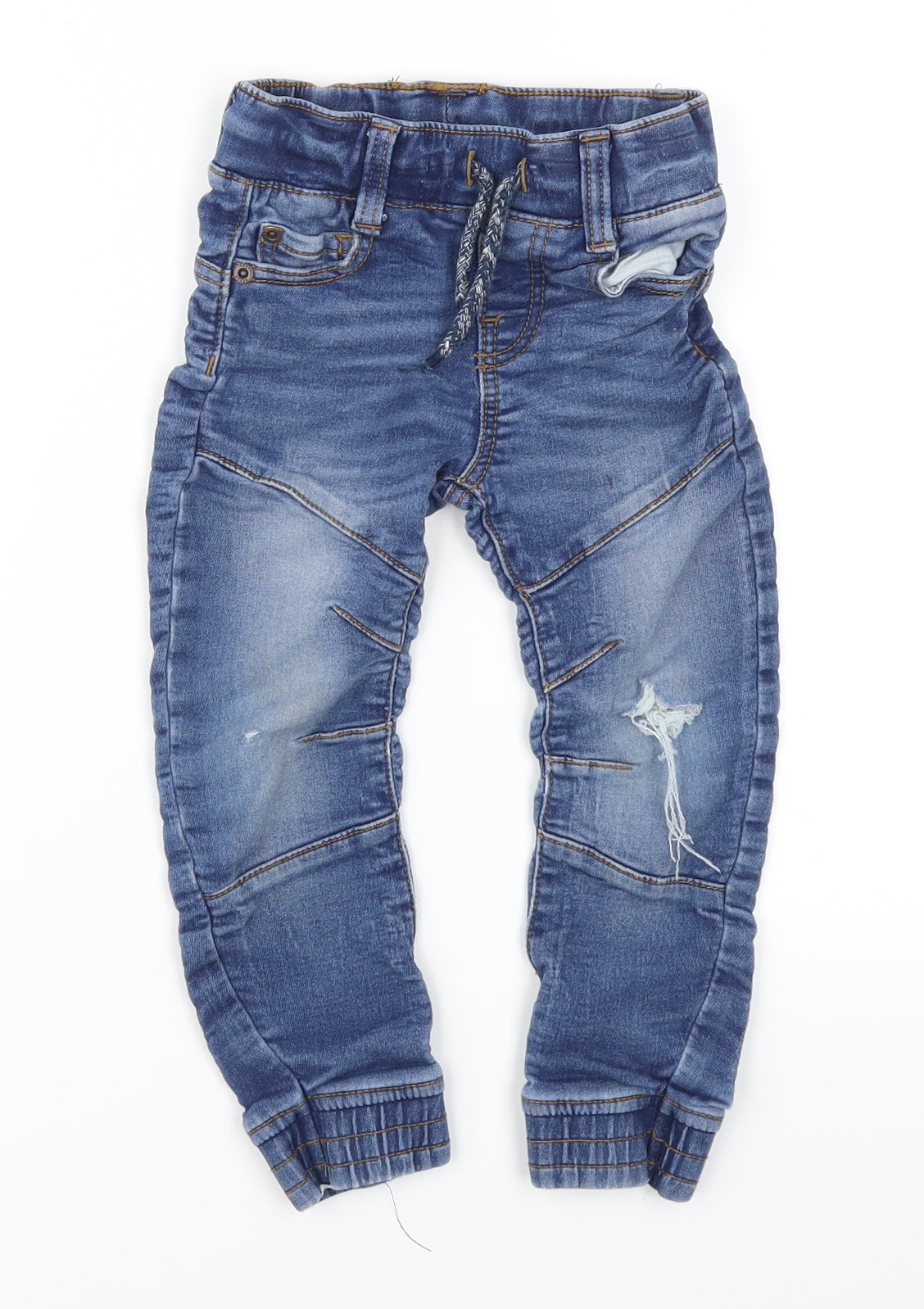 F&F Boys Blue  Denim Straight Jeans Size 2-3 Years - Distressed Look