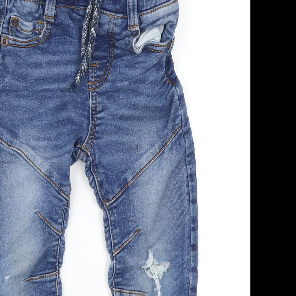 F&F Boys Blue  Denim Straight Jeans Size 2-3 Years - Distressed Look