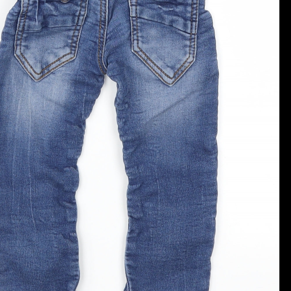 F&F Boys Blue  Denim Straight Jeans Size 2-3 Years - Distressed Look