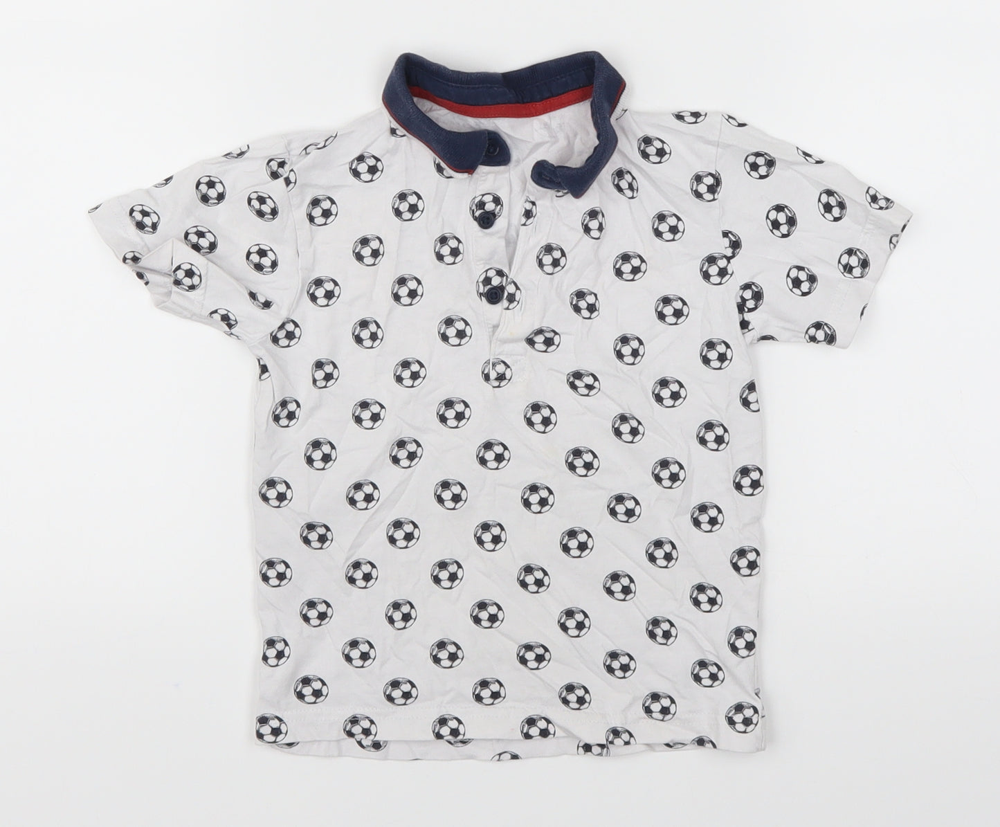 Matalan Boys White   Basic Polo Size 3-4 Years  - Footballs