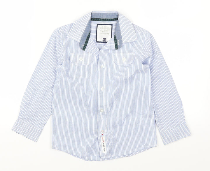 Cool Club Boys Blue Striped  Basic Button-Up Size 5 Years