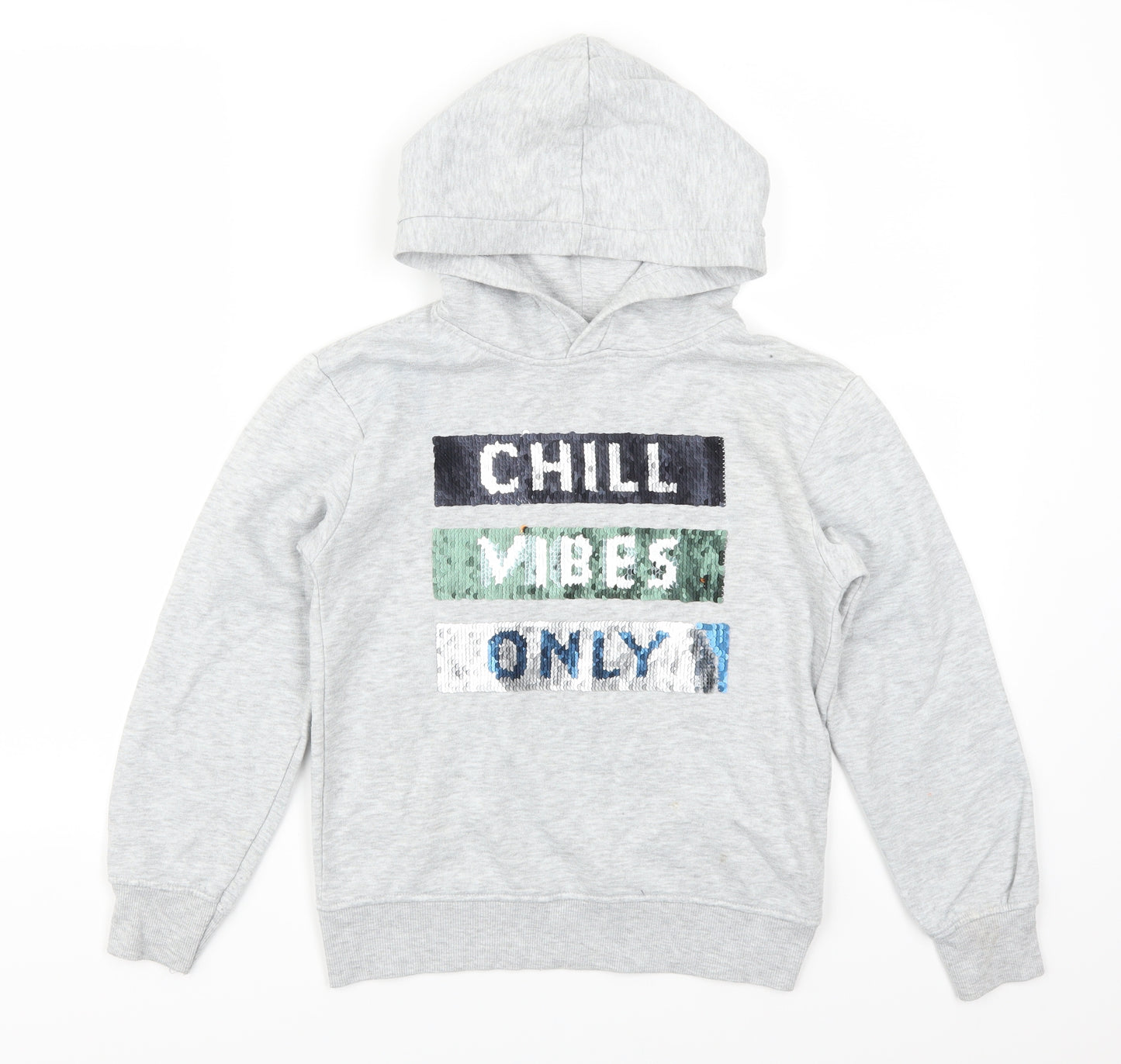 H&M Boys Grey   Pullover Hoodie Size 9-10 Years  - Chill Vibes Only