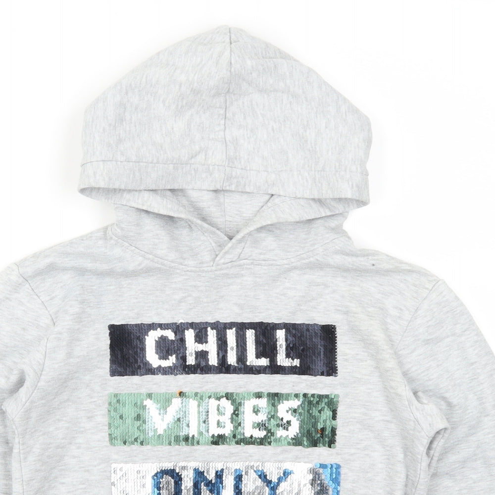 H&M Boys Grey   Pullover Hoodie Size 9-10 Years  - Chill Vibes Only