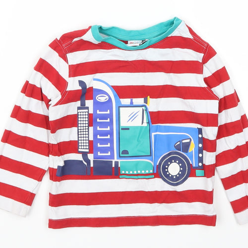 Mini Club Boys Red Striped  Basic T-Shirt Size 18-24 Months  - Truck