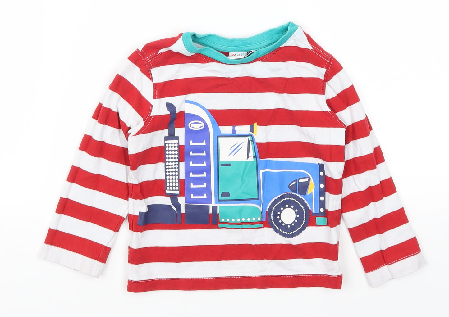 Mini Club Boys Red Striped  Basic T-Shirt Size 18-24 Months  - Truck