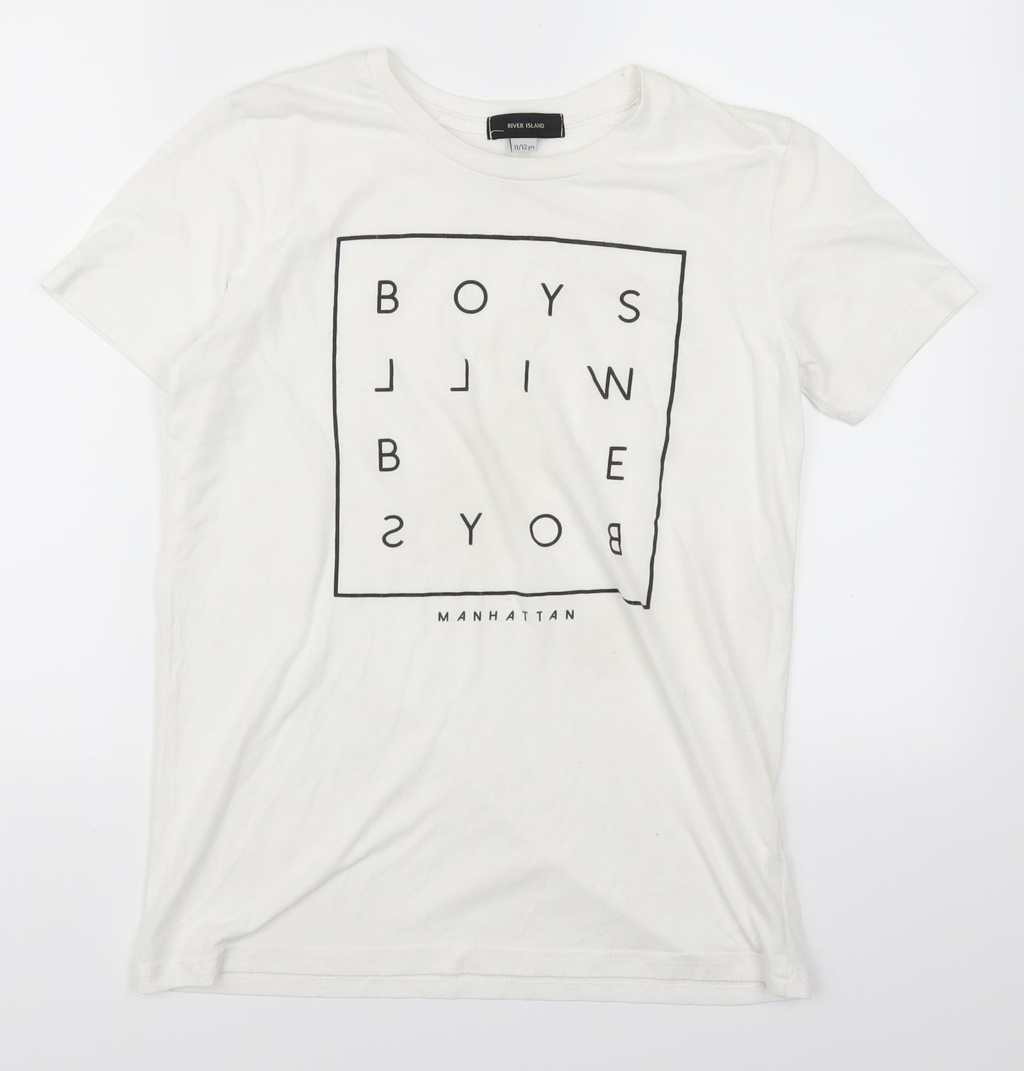 River Island Boys White   Basic T-Shirt Size 11-12 Years  - Boys Will Be Boys