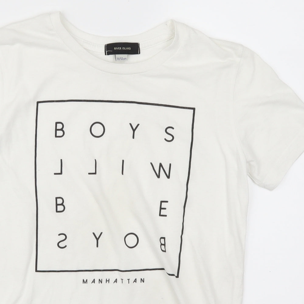 River Island Boys White   Basic T-Shirt Size 11-12 Years  - Boys Will Be Boys