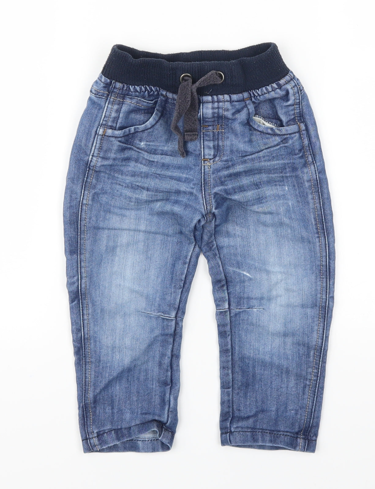 Preworn Boys Blue  Denim Cargo Jeans Size 18-24 Months