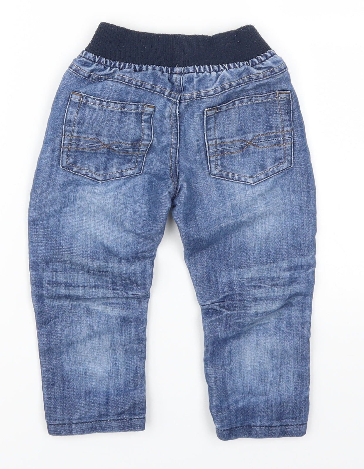 Preworn Boys Blue  Denim Cargo Jeans Size 18-24 Months