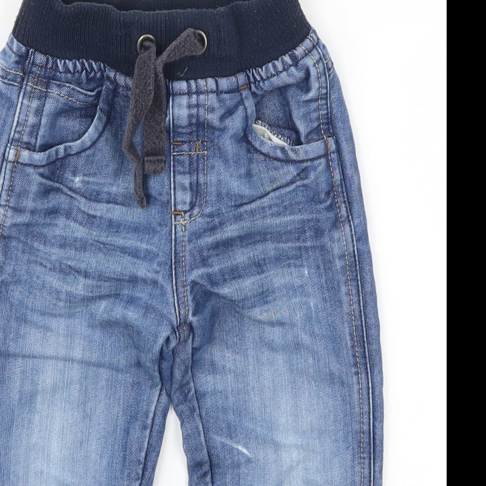 Preworn Boys Blue  Denim Cargo Jeans Size 18-24 Months