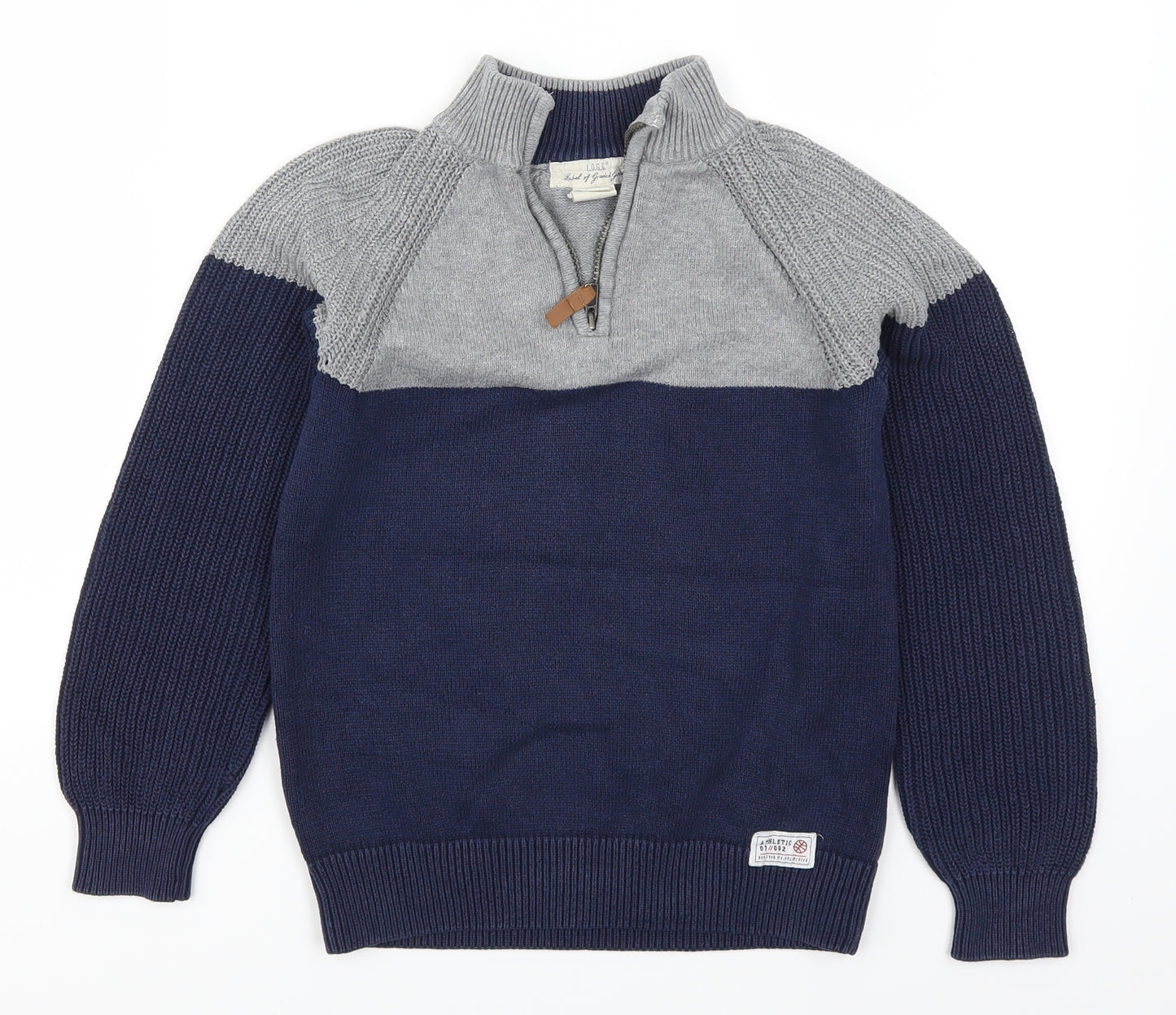 H&M Girls Blue Colourblock  Pullover Jumper Size 9-10 Years