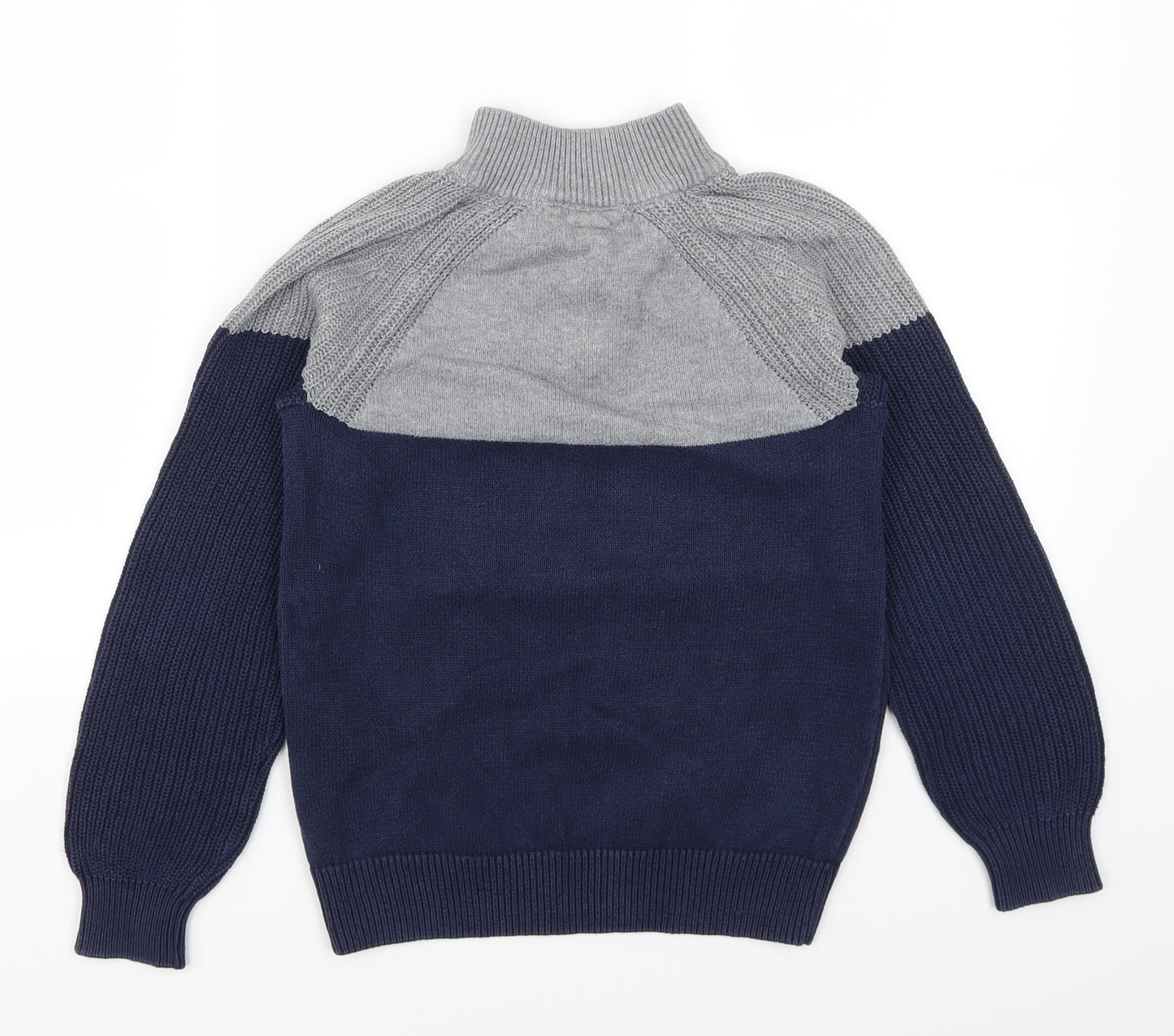 H&M Girls Blue Colourblock  Pullover Jumper Size 9-10 Years