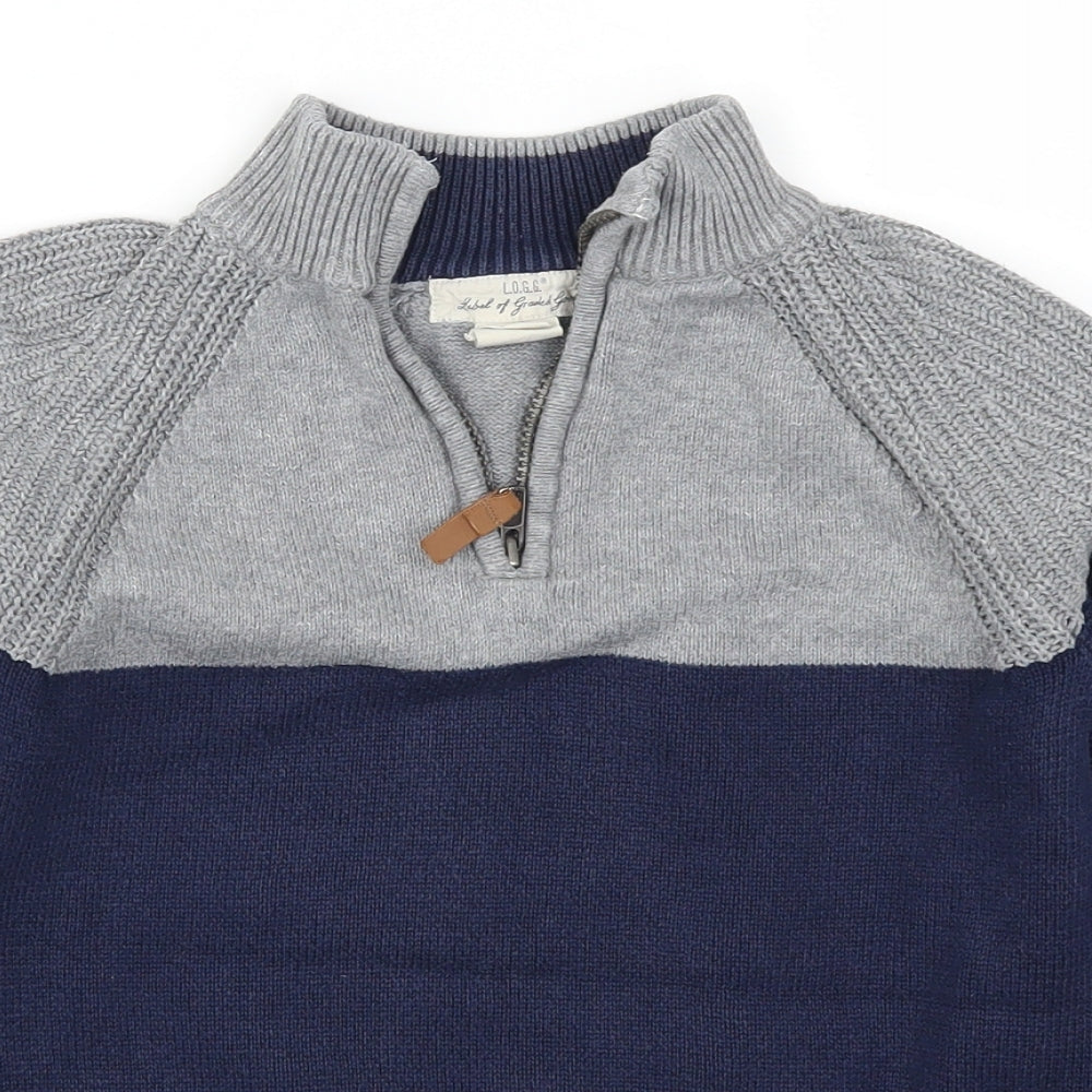 H&M Girls Blue Colourblock  Pullover Jumper Size 9-10 Years