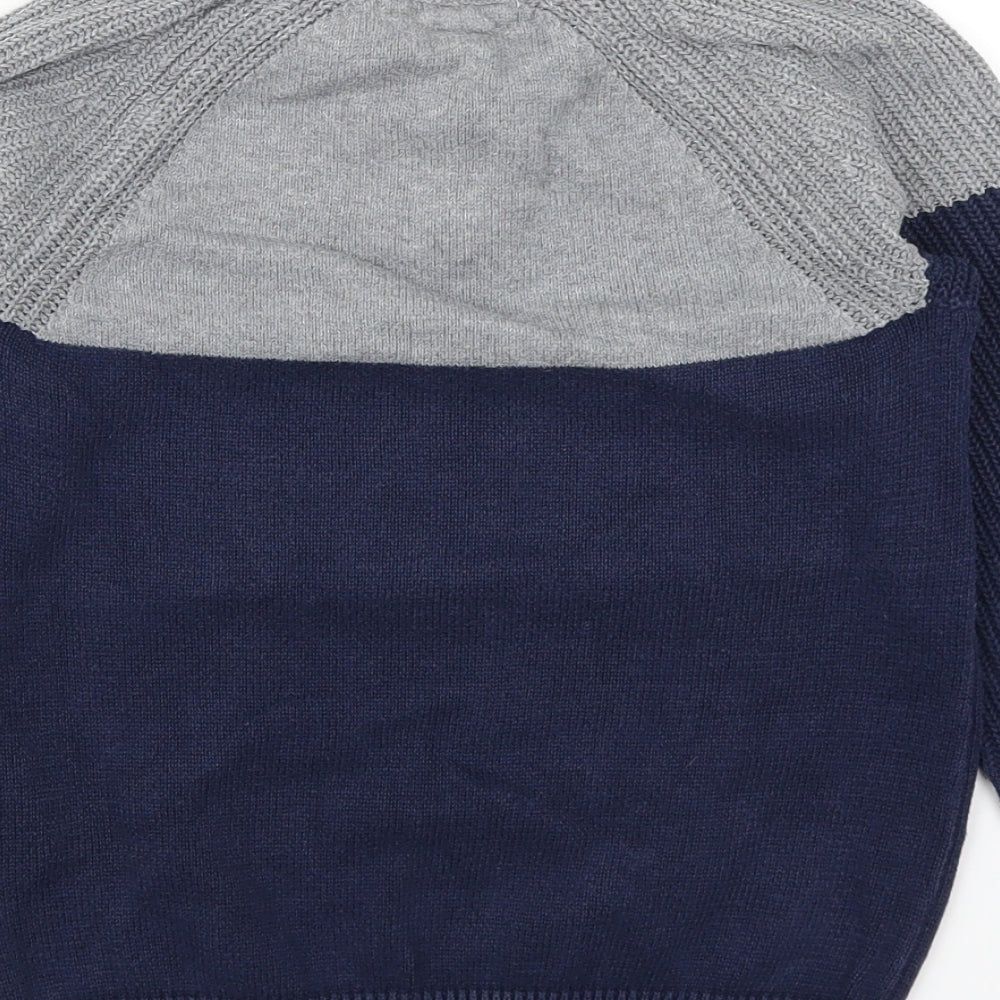 H&M Girls Blue Colourblock  Pullover Jumper Size 9-10 Years
