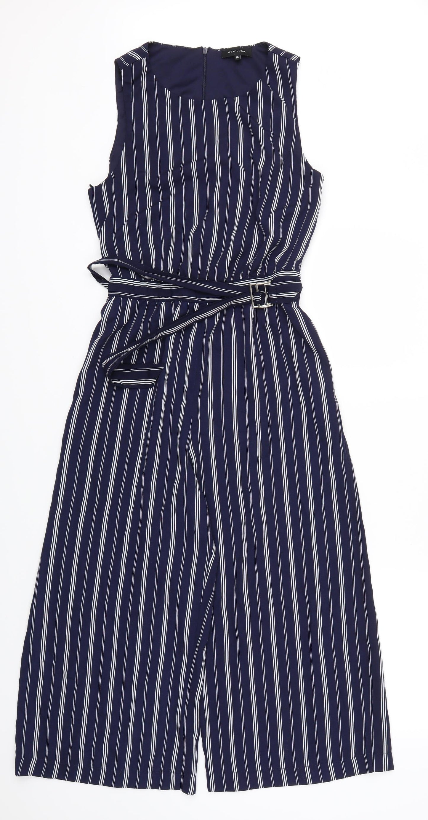New Look Womens Blue Striped  Jumpsuit One-Piece Size 10 L20 in