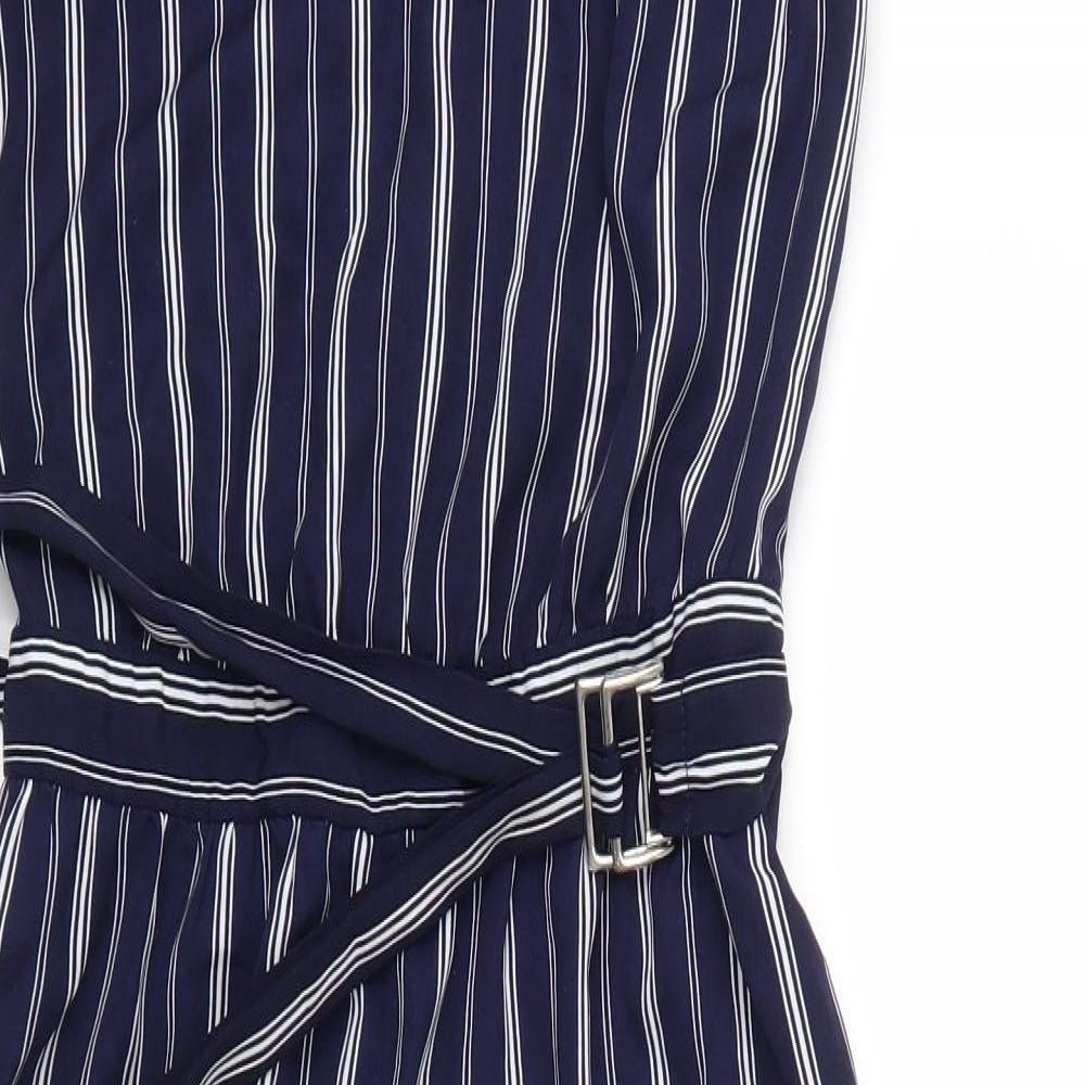 New Look Womens Blue Striped  Jumpsuit One-Piece Size 10 L20 in