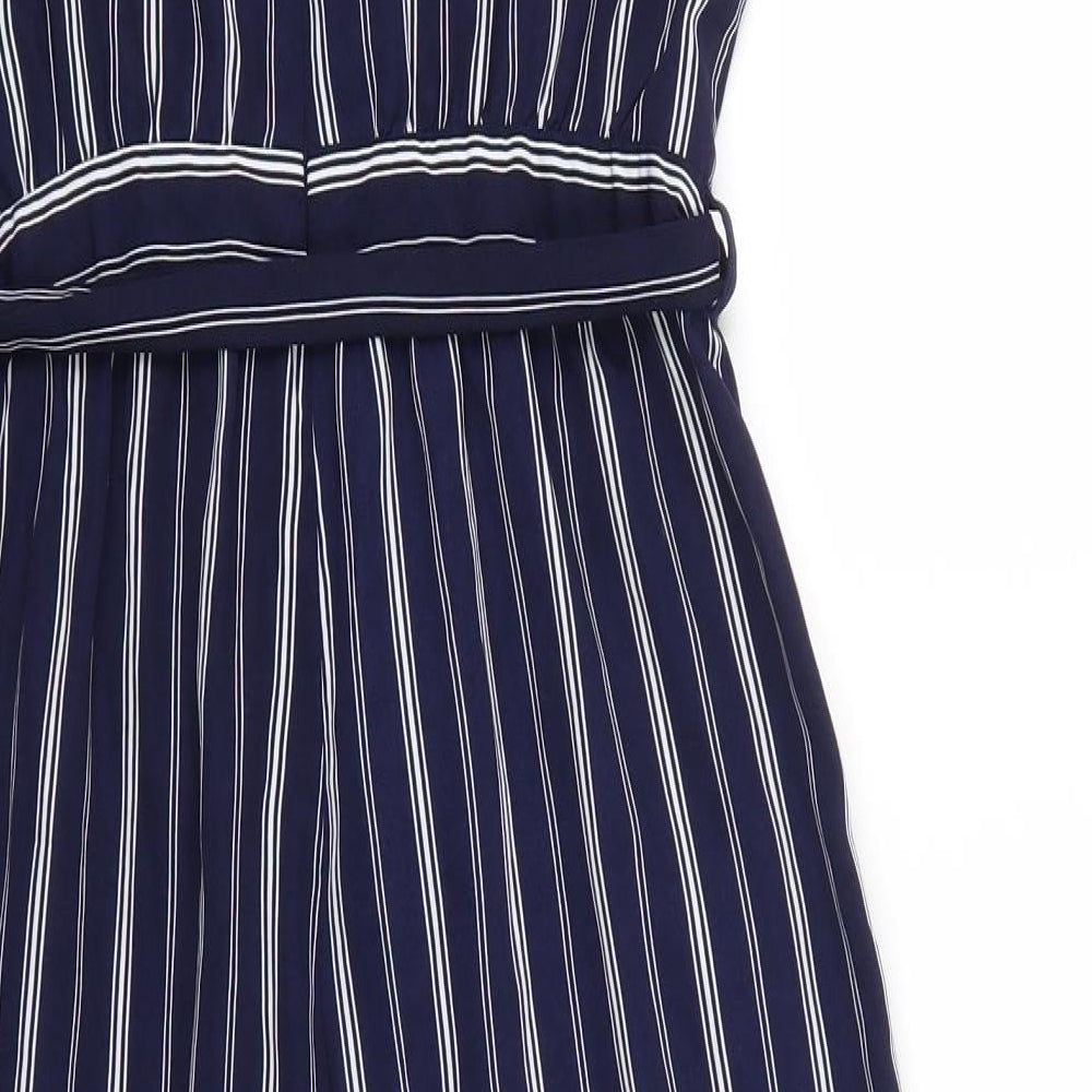 New Look Womens Blue Striped  Jumpsuit One-Piece Size 10 L20 in