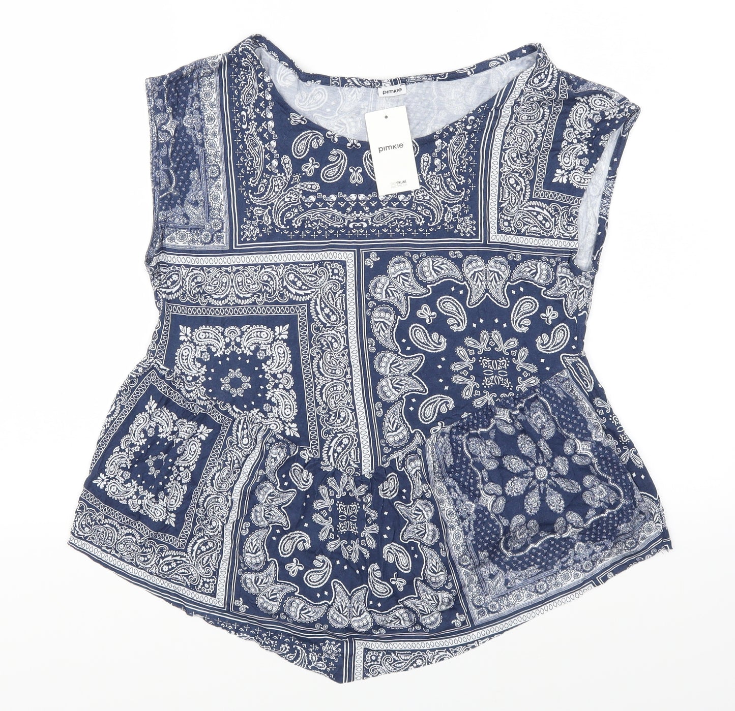 Pimkie Womens Blue Paisley  Basic T-Shirt Size M