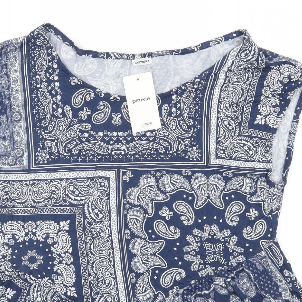 Pimkie Womens Blue Paisley  Basic T-Shirt Size M