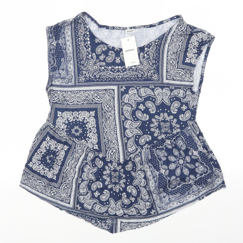 Pimkie Womens Blue Paisley  Basic T-Shirt Size M