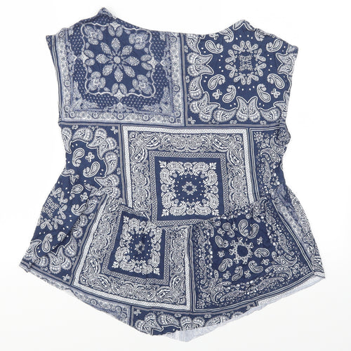 Pimkie Womens Blue Paisley  Basic T-Shirt Size M