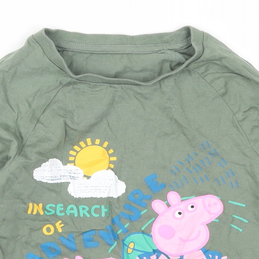 Nutmeg Girls Green   Basic T-Shirt Size 3-4 Years  - In Search Of Advenure Peppa Pig