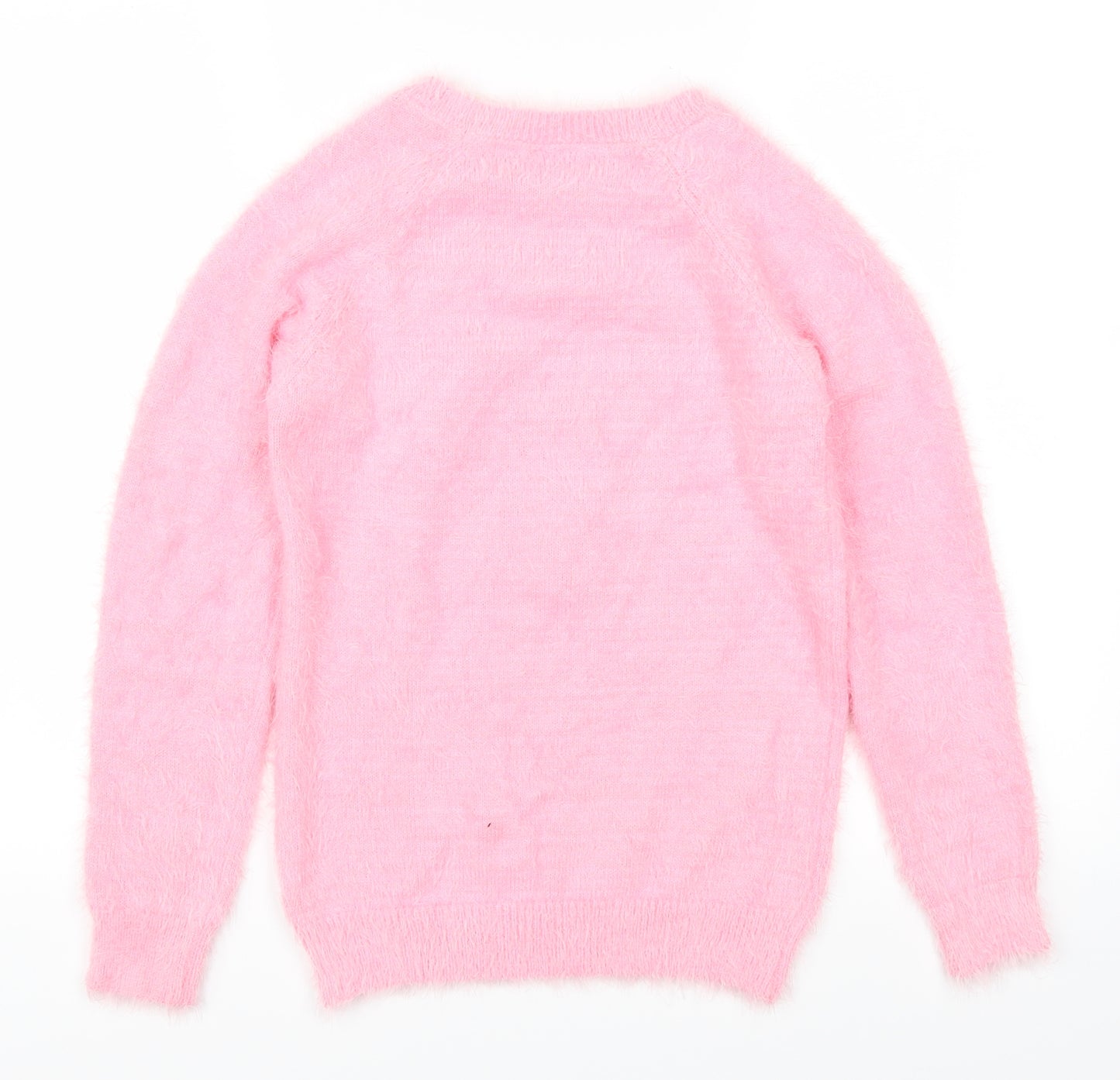 Matalan Girls Pink   Pullover Jumper Size 12 Years  - Watch Out Rudolph Unicorn