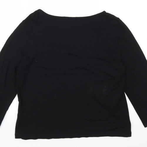 Marks and Spencer Womens Black   Basic T-Shirt Size 14  - Bow