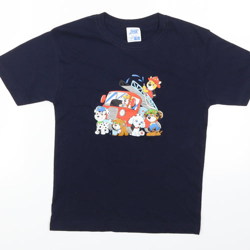 JHK Girls Blue   Basic T-Shirt Size 7-8 Years  - Dog Firefighters
