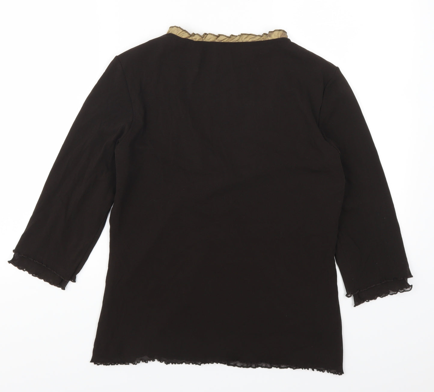 Per Una Womens Brown   Basic Blouse Size 14  - Fabric Flowers