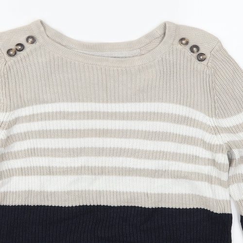 NEXT Womens Beige Striped  Pullover Jumper Size 12