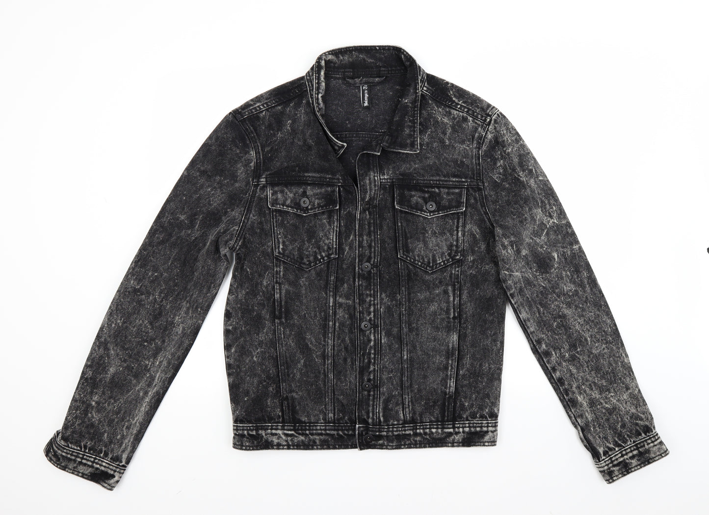 Preworn Mens Black  Denim Jacket Coat Size M