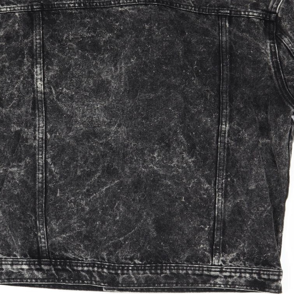 Preworn Mens Black  Denim Jacket Coat Size M