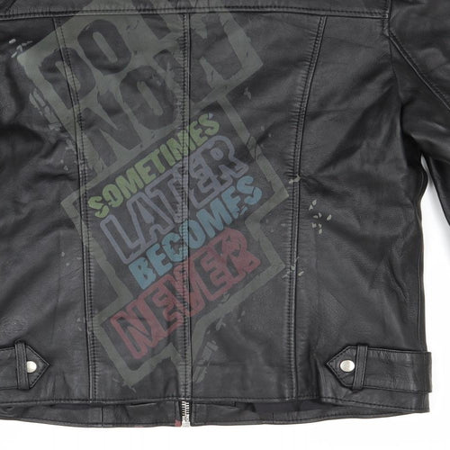 Tradewell Mens Black   Biker Coat Size M
