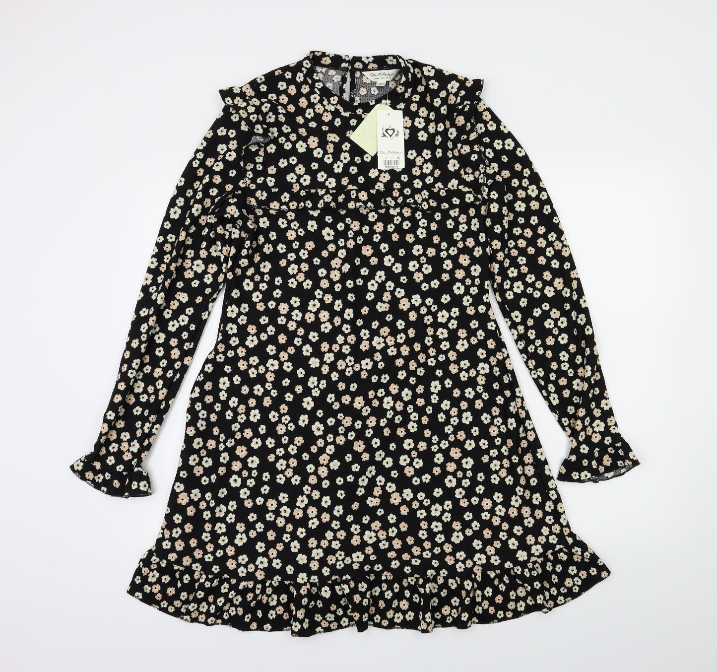Miss Selfridge Womens Black Floral  Fit & Flare  Size 12