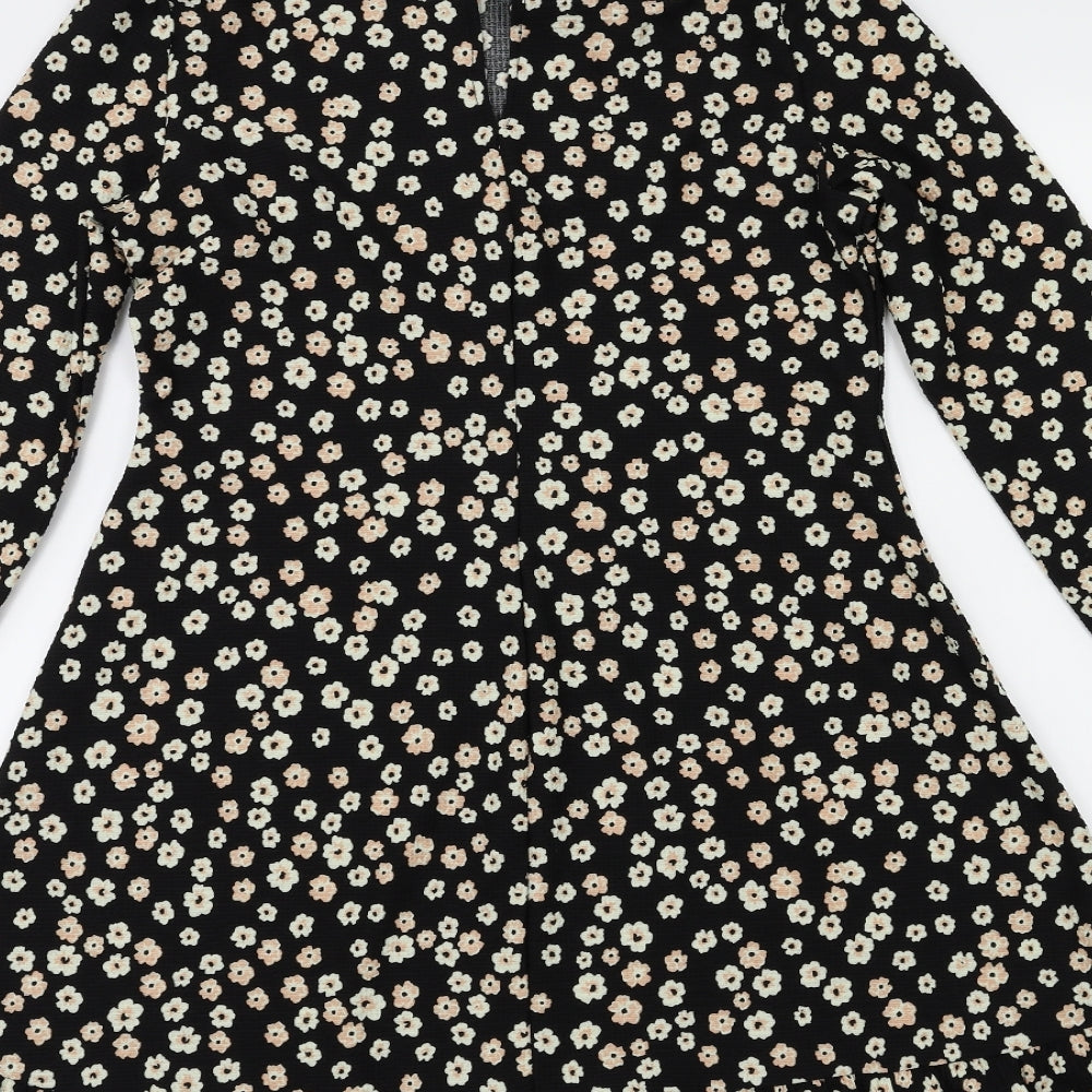 Miss Selfridge Womens Black Floral  Fit & Flare  Size 12