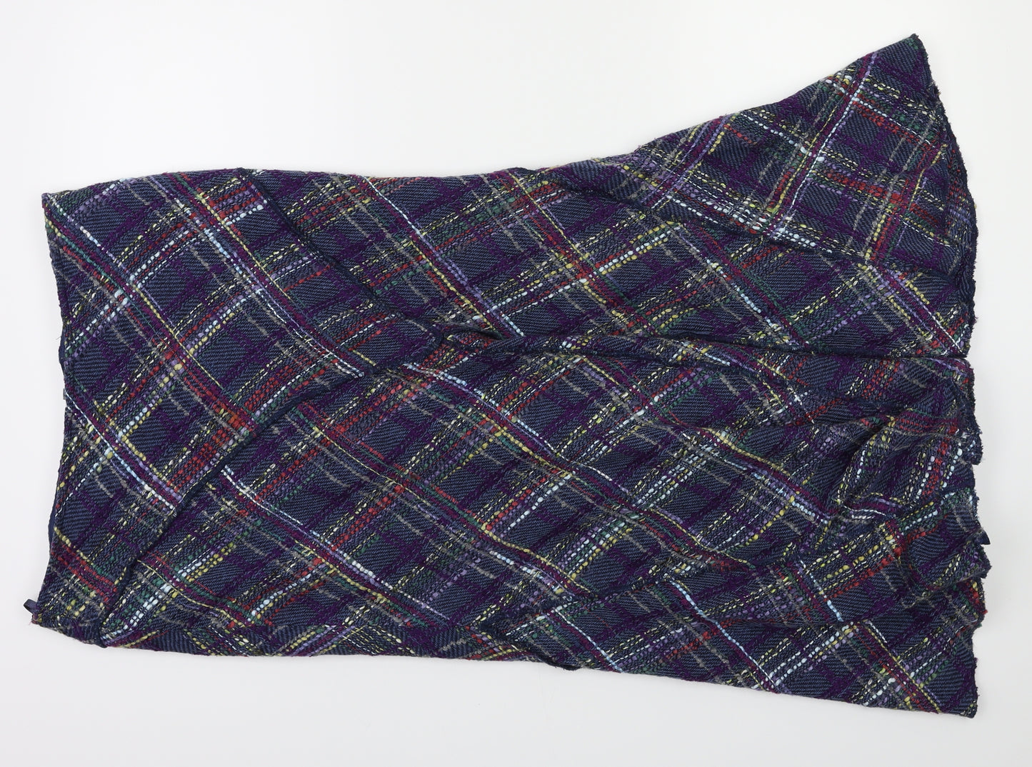 Per Una Womens Blue Check Knit A-Line Skirt Size 10