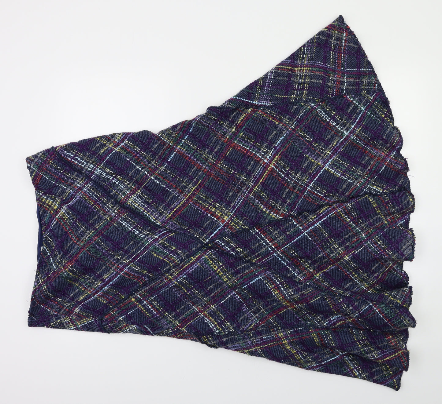 Per Una Womens Blue Check Knit A-Line Skirt Size 10