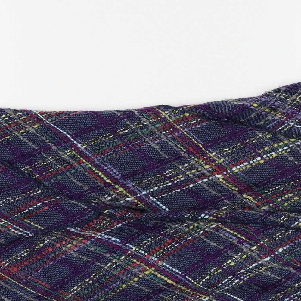 Per Una Womens Blue Check Knit A-Line Skirt Size 10