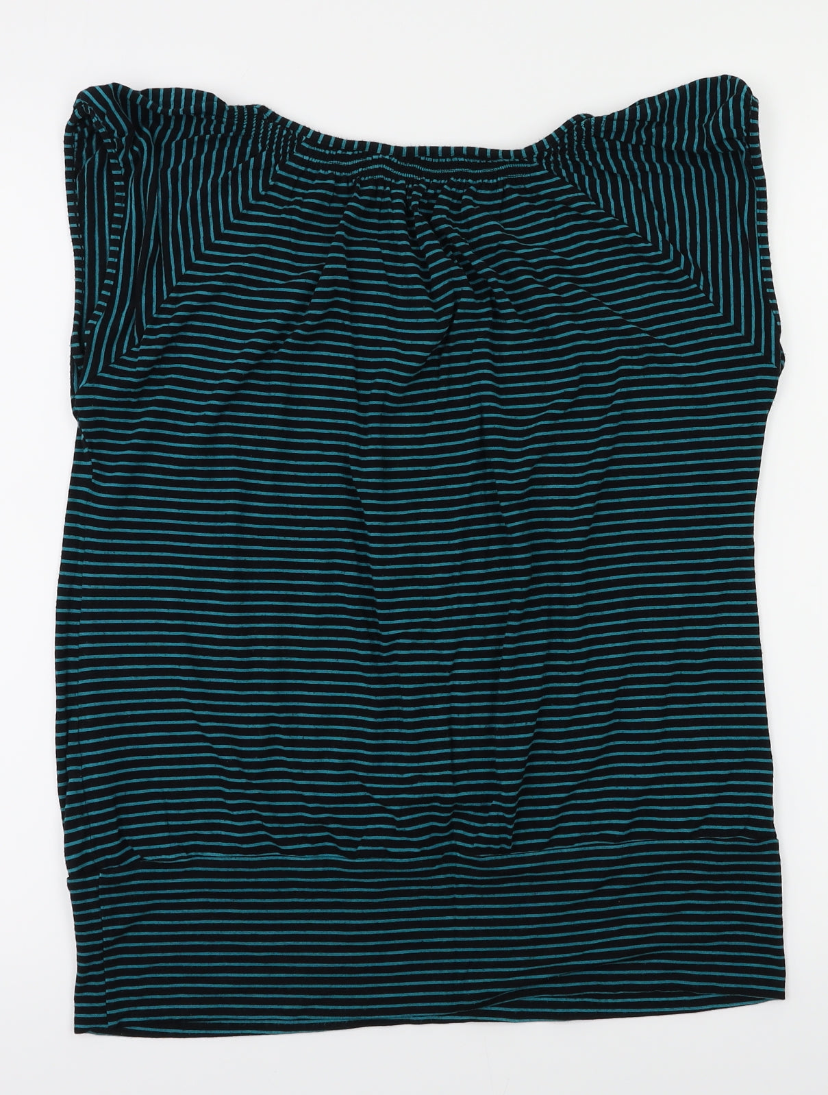 Marks and Spencer Womens Green Striped  Basic T-Shirt Size 16