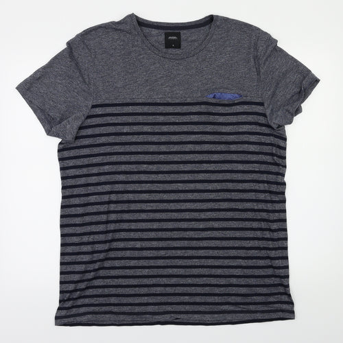 Burton Menswear Mens Blue Striped   T-Shirt Size Big 1X