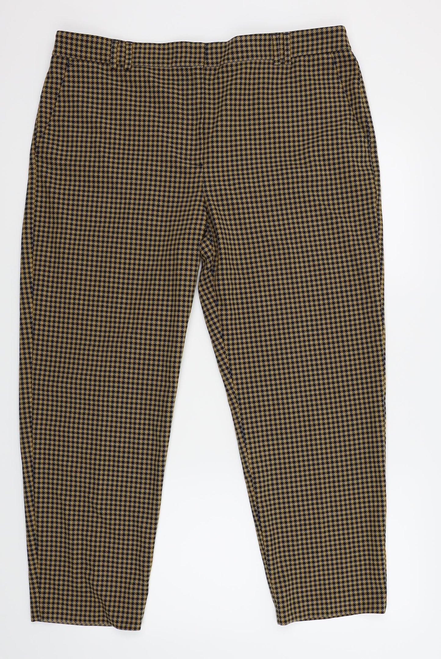 M&S  Womens Yellow Check  Trousers  Size 18 L26 in