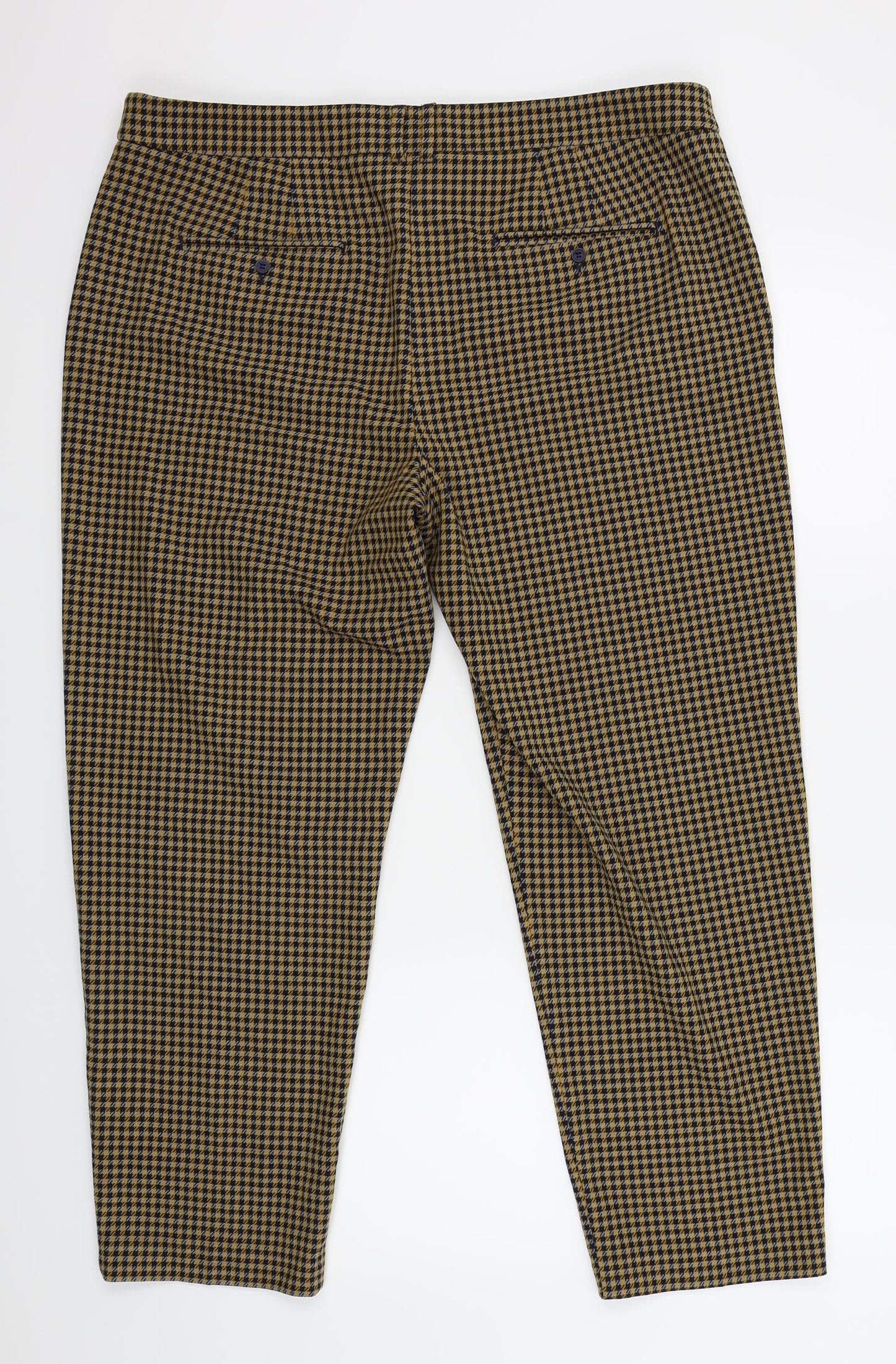 M&S  Womens Yellow Check  Trousers  Size 18 L26 in