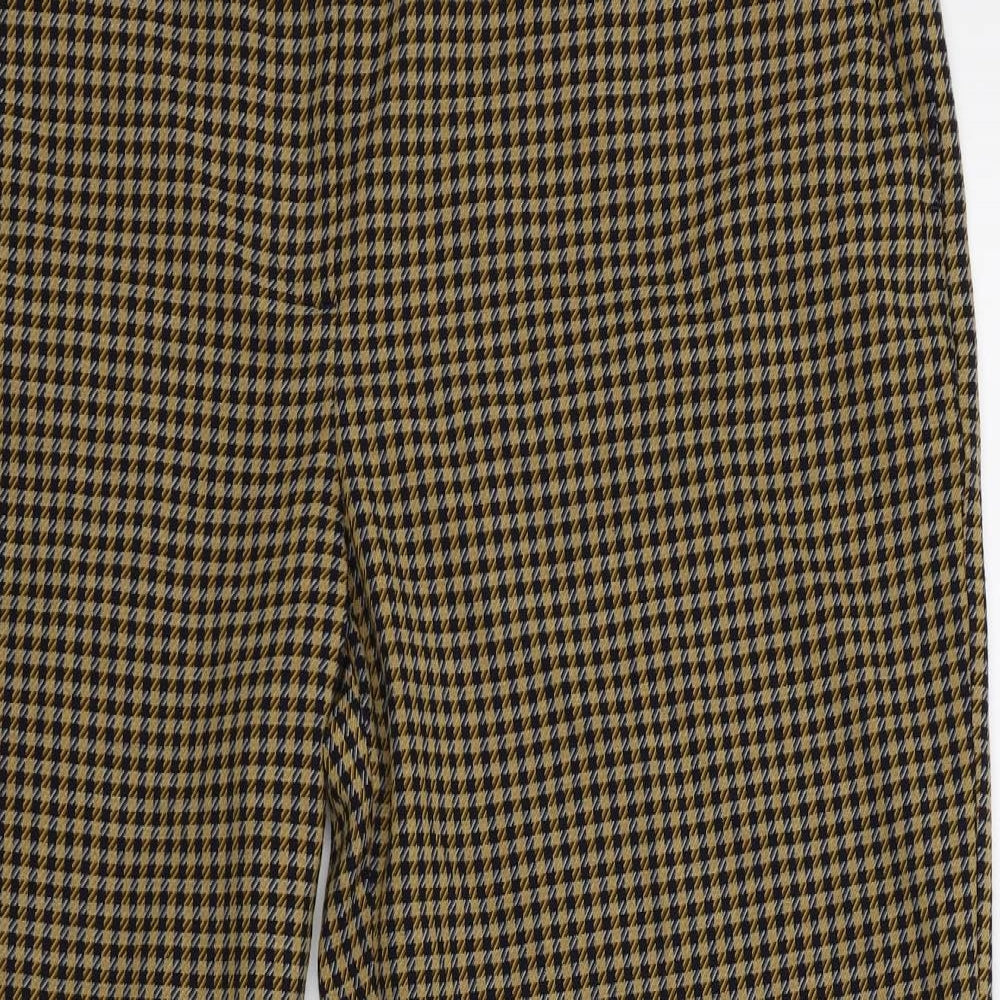 M&S  Womens Yellow Check  Trousers  Size 18 L26 in