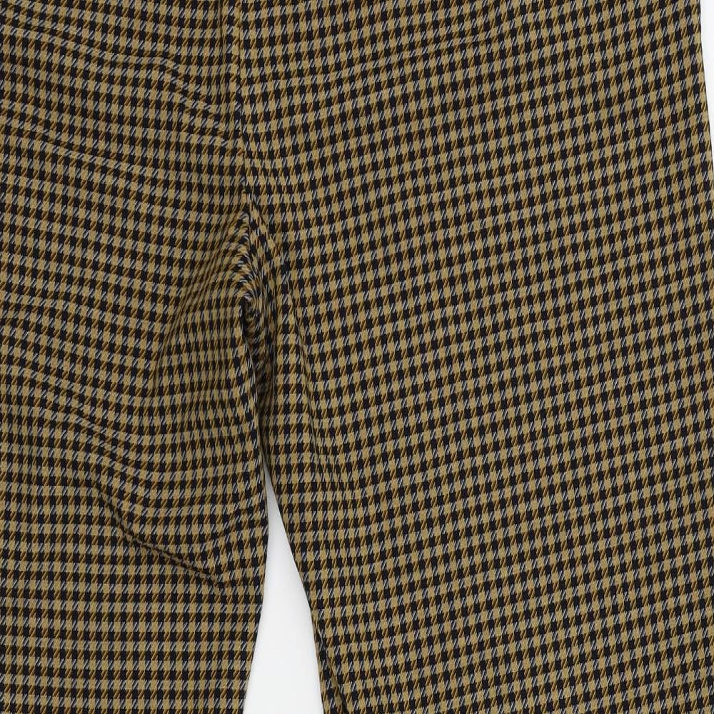 M&S  Womens Yellow Check  Trousers  Size 18 L26 in