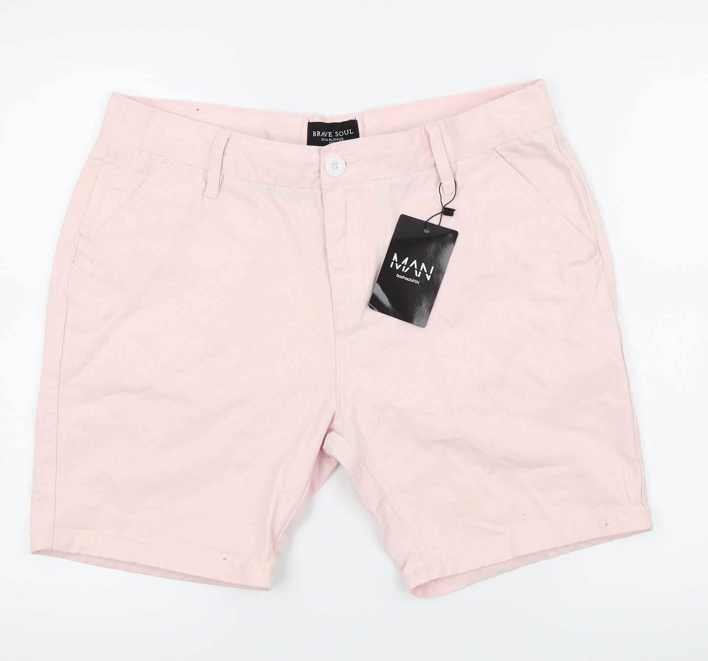Boohoo Man Mens Pink   Chino Shorts Size L