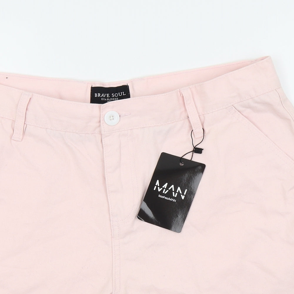 Boohoo Man Mens Pink   Chino Shorts Size L
